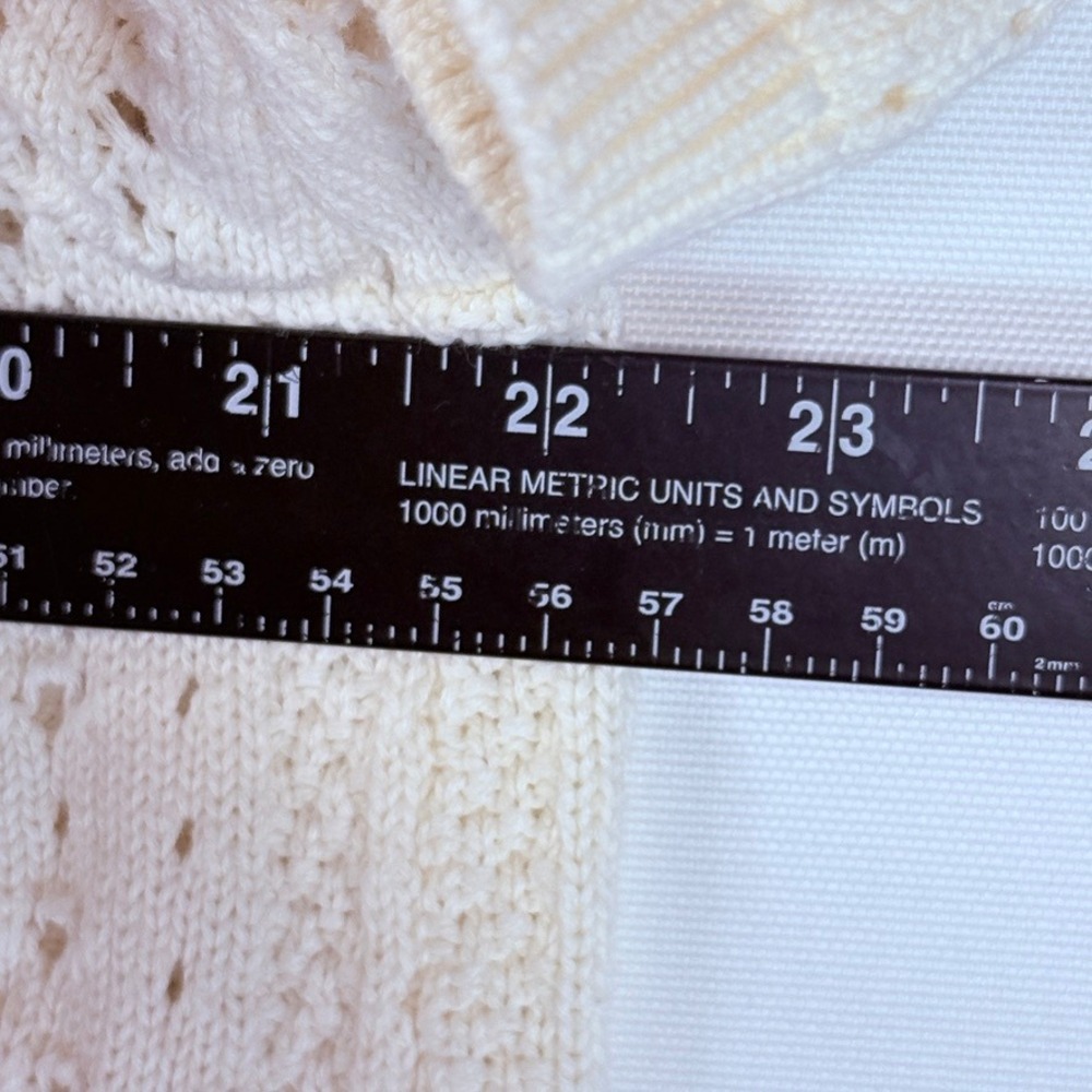 Old Navy Crochet Polo Sweater Women XL Cream Grandpacore Coastal Bowling Cottage - Picture 6 of 9